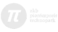 Logo blanc avec un cercle contenant une forme stylisée et texte indiquant un prix nucléaire.