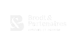 Logo Brodt & Partenaires avec le texte Book a demo en style texte blanc.