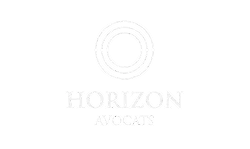 Logo Horizon Avocats avec un cercle stylisé au-dessus du texte.