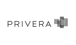 Logo noir et blanc avec le mot PRIVERA et une icône carrée superposée.