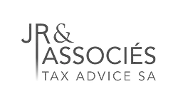 Logo JR & Associés Tax Advice SA en noir sur fond blanc.