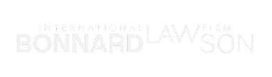Logo du cabinet d'avocats Bonnard Lawson en lettres blanches sur fond transparent.