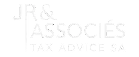 Logo JR & Associés Tax Advice SA en blanc sur fond transparent.