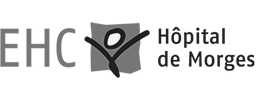 Logo EHC avec un symbole stylisé et le texte Hôpital de Morges.