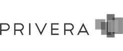Logo PRIVERA avec formes géométriques à droite.