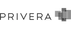 Logo PRIVERA avec formes géométriques à droite.
