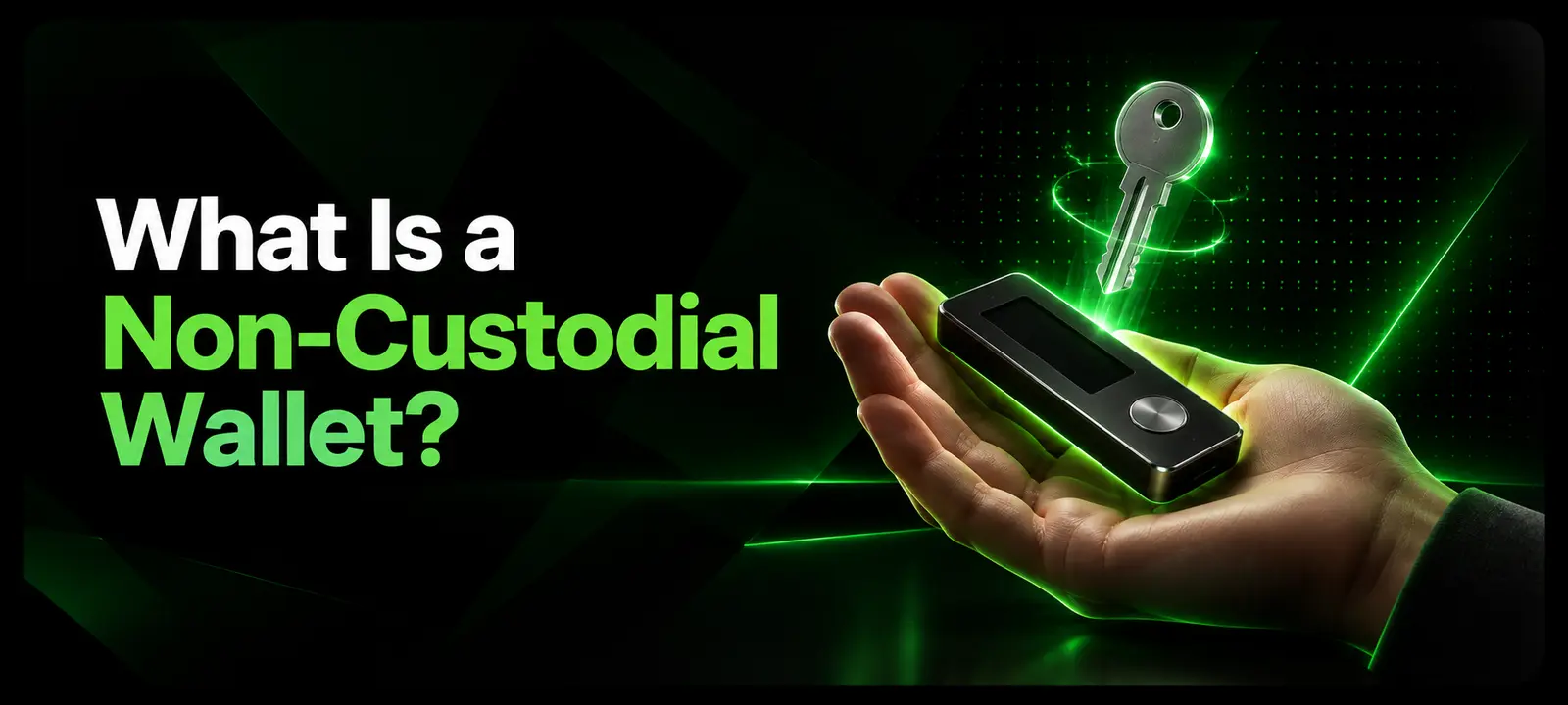 Hardware wallet and private key representing non-custodial crypto storage