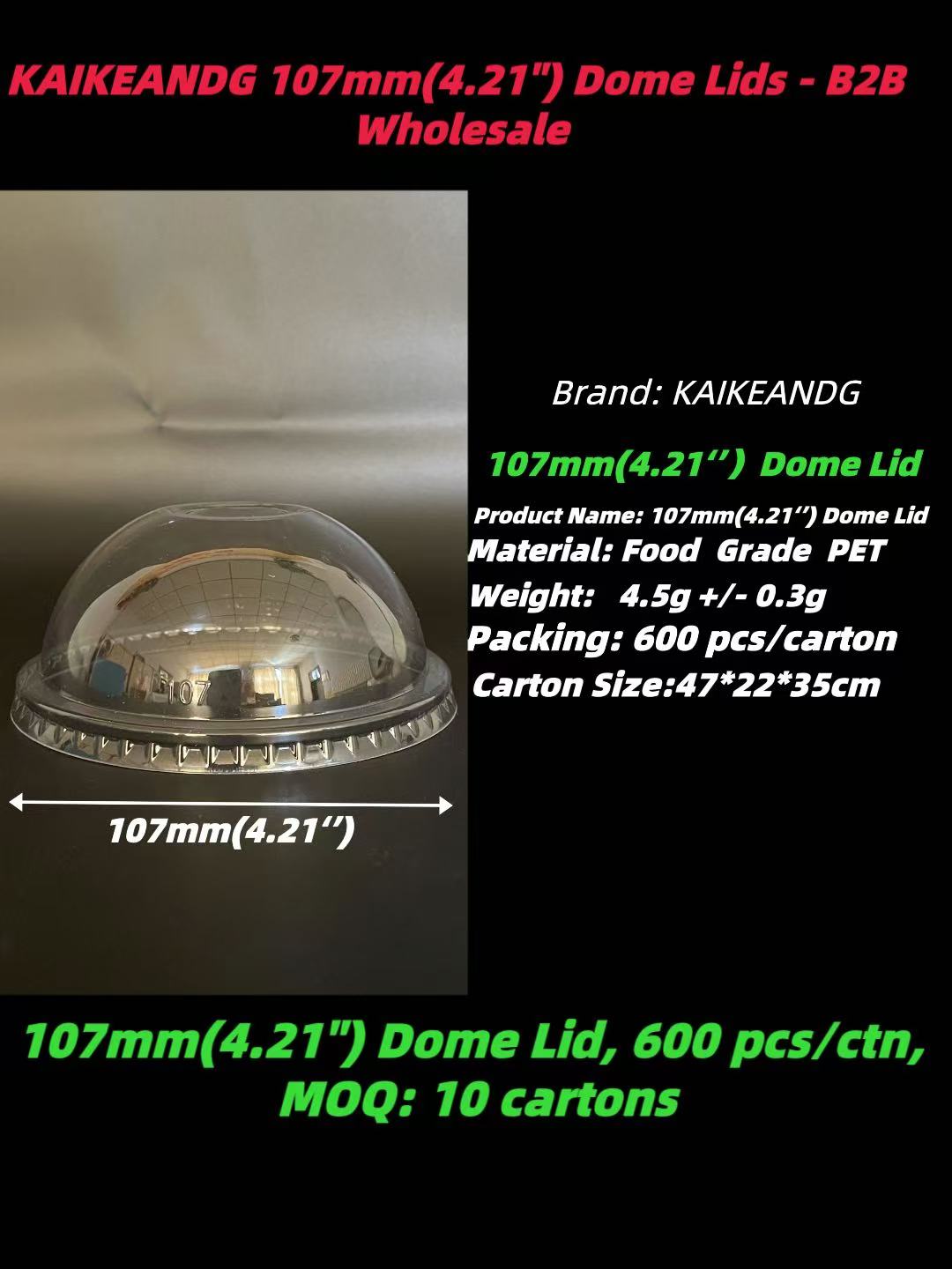 4.21 inch dome lid for 32oz PET cold cup, food grade PET bubble tea dome lid