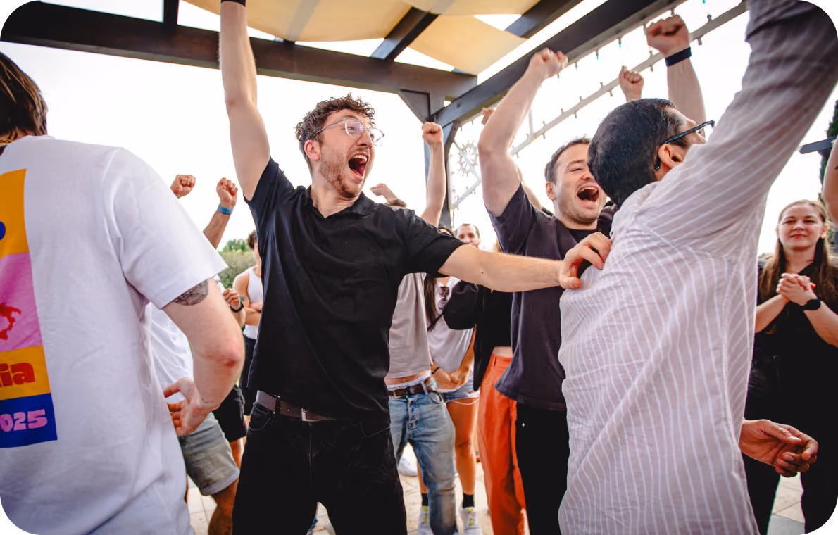 Almedia employees celebrating