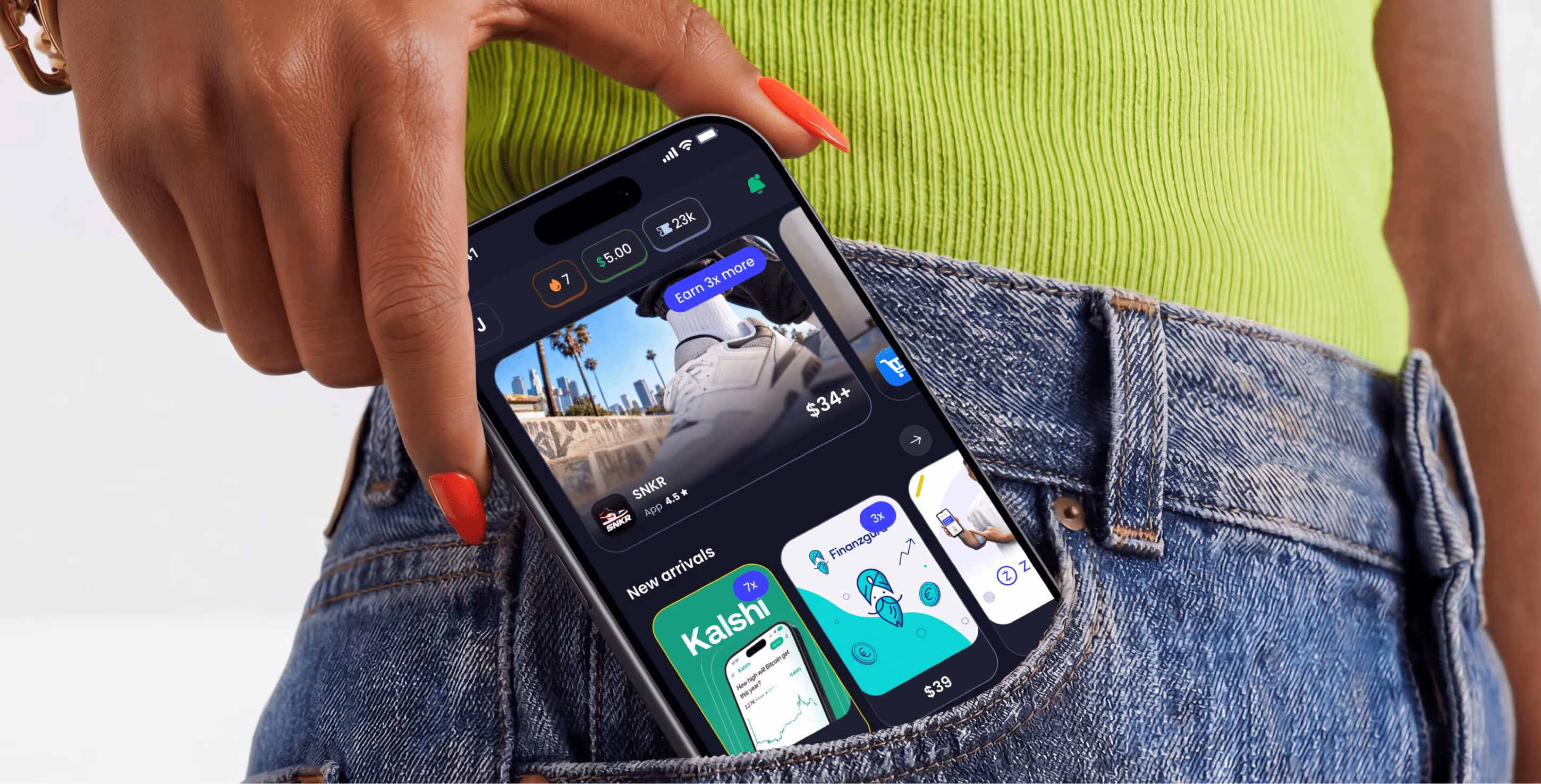 Woman putting phone in her pocket