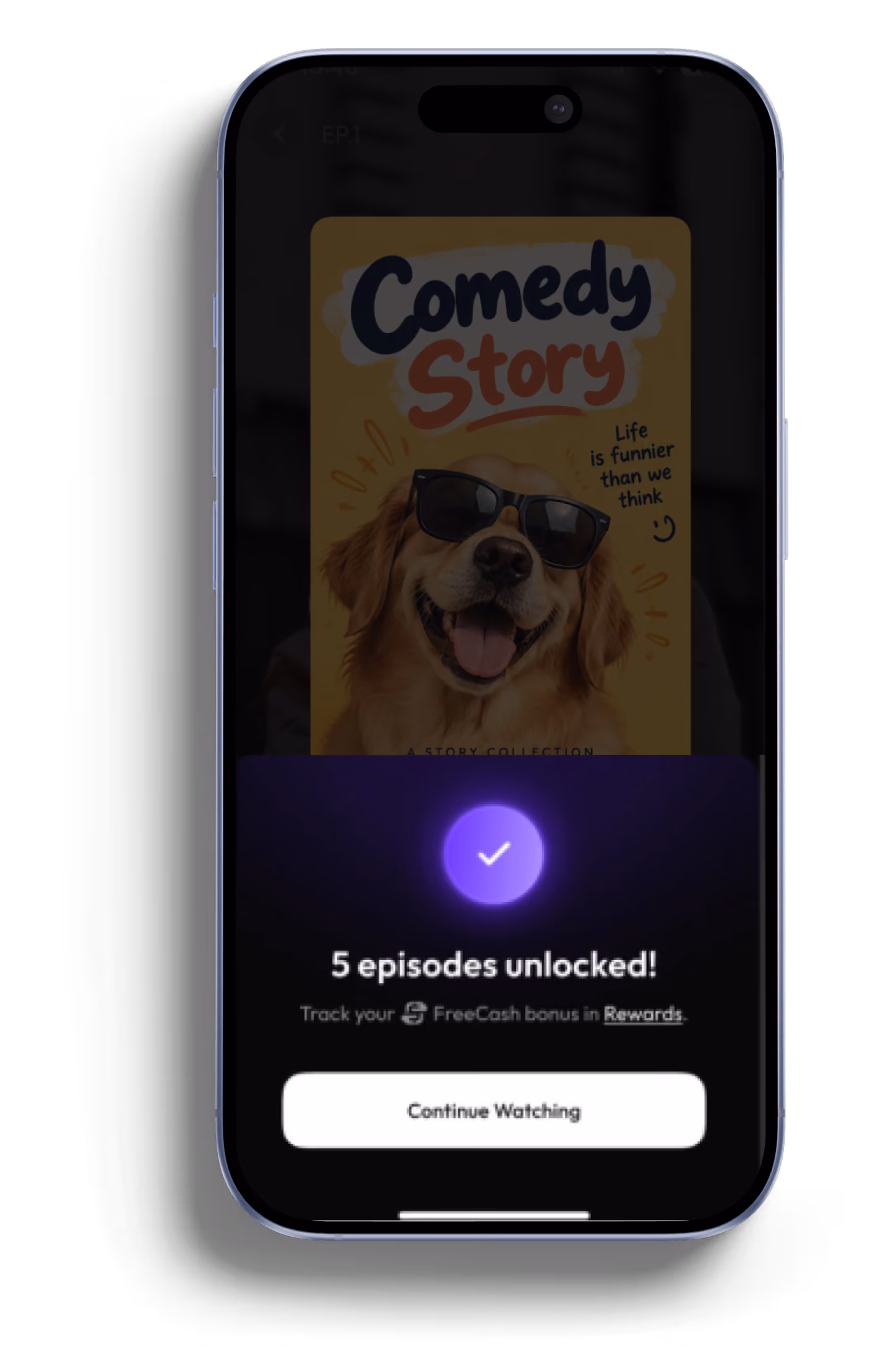 Link App pop up on a screen - 5 Episodes unlocked