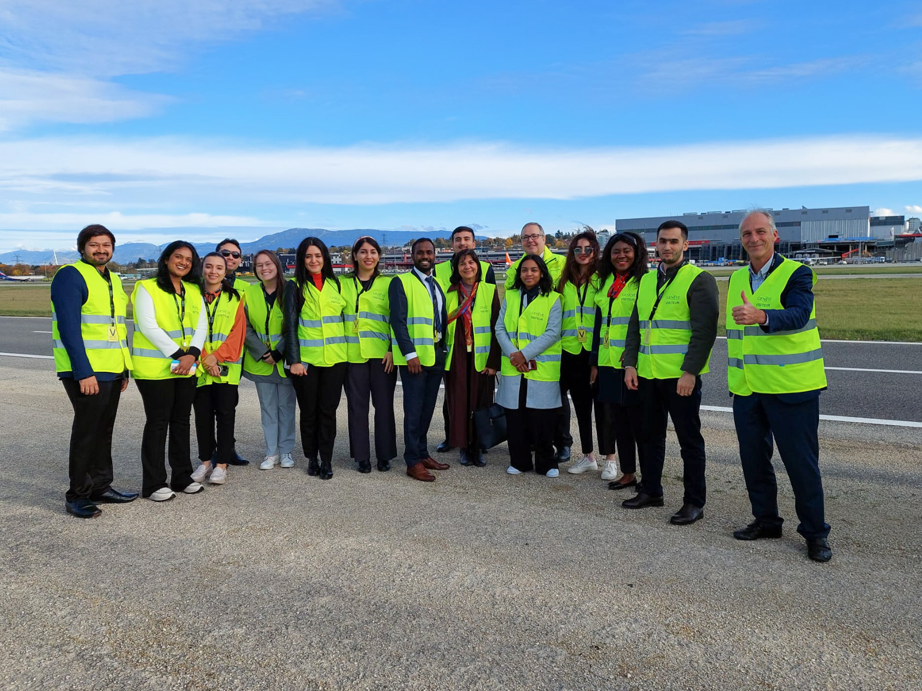 AUS students on an airside visit at Geneva Airport