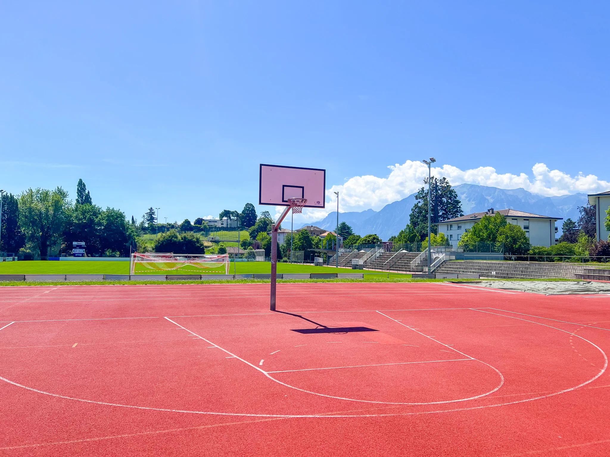 Outdoor basketball court and athletics facilities