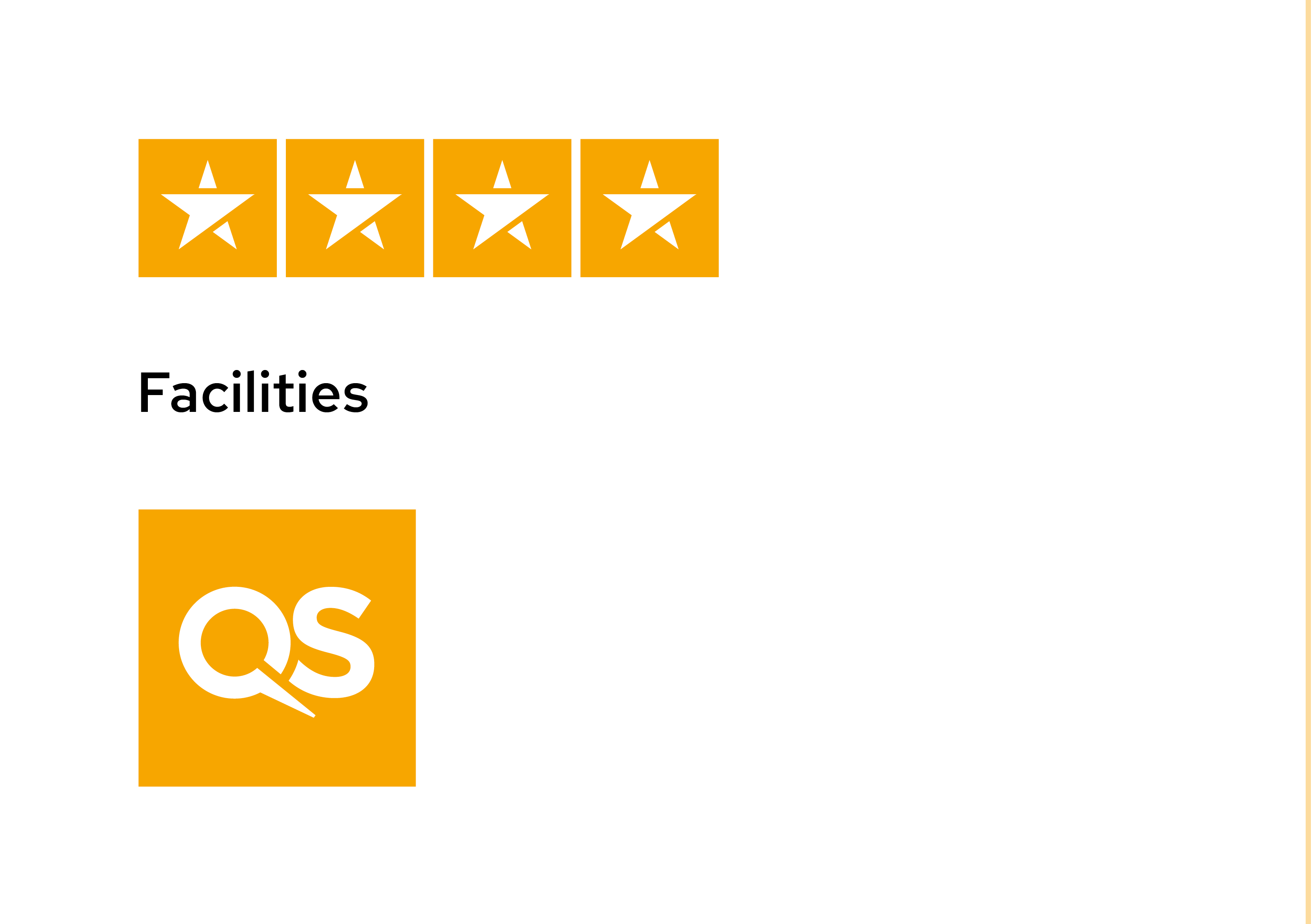 QS Stars four-star facilities rating