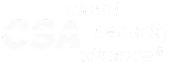 CSA Cloud Security Alliance wordmark logo in white and transparent background.