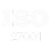 ISO 27001 text in bold uppercase letters with smaller 27001 beneath in white on black.