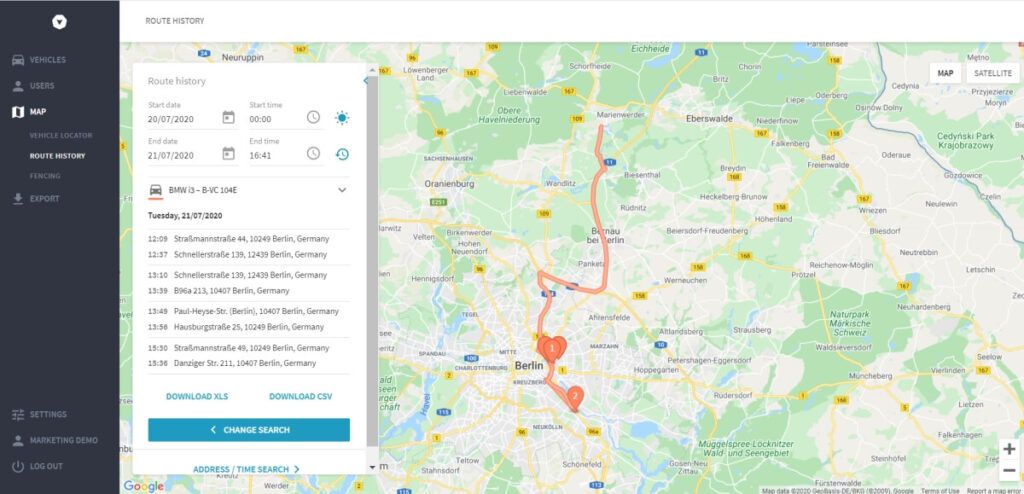 Telematiksystem mit Routenplanung