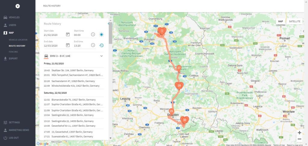 Telematiksystem mit Routenplanung