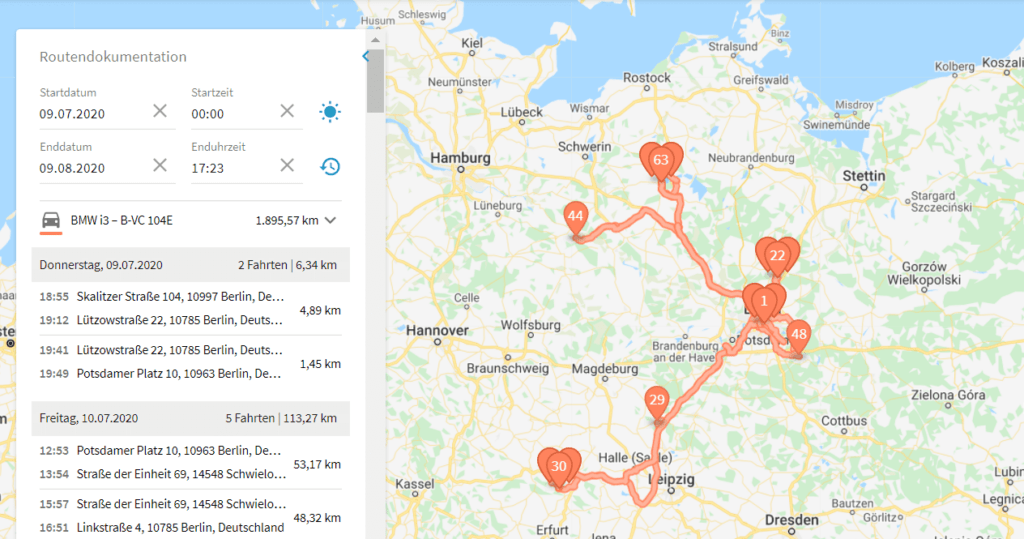 Routendokumentation Tracking Units