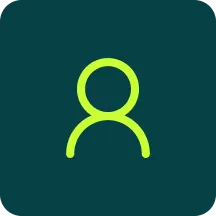 Simple green user profile icon on dark teal background.