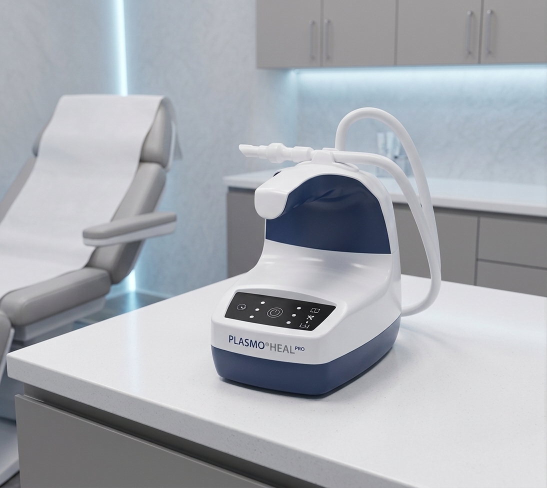 PLASMO®HEAL PRO device on a counter in a clinical treatment room
