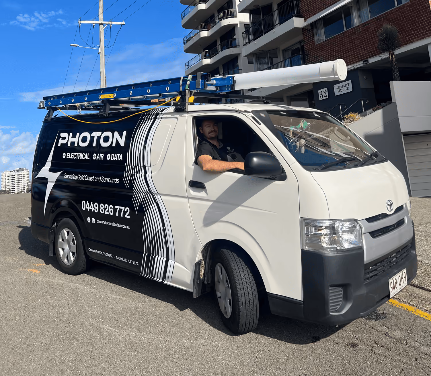 Aidan Mavin, owner and licensed electrician at Photon Electrical & Air in Coolangatta