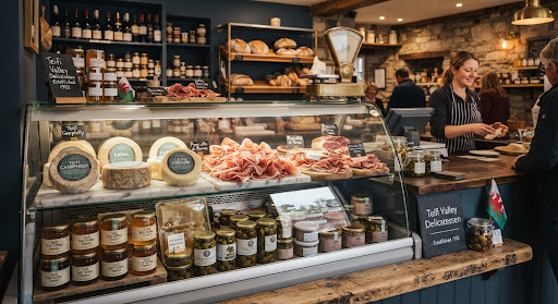 Inside Blas y Teifi delicatessen in Newcastle Emlyn
