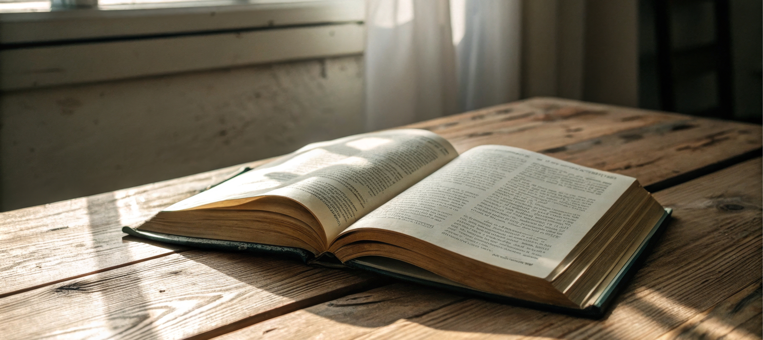 Bible laying on table