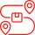 Symbol med en strekkode med to merker for geolokalisering.