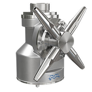 Alfa Laval Multijet 45 rustfritt stål sterilt blandeventil med fire vinger.