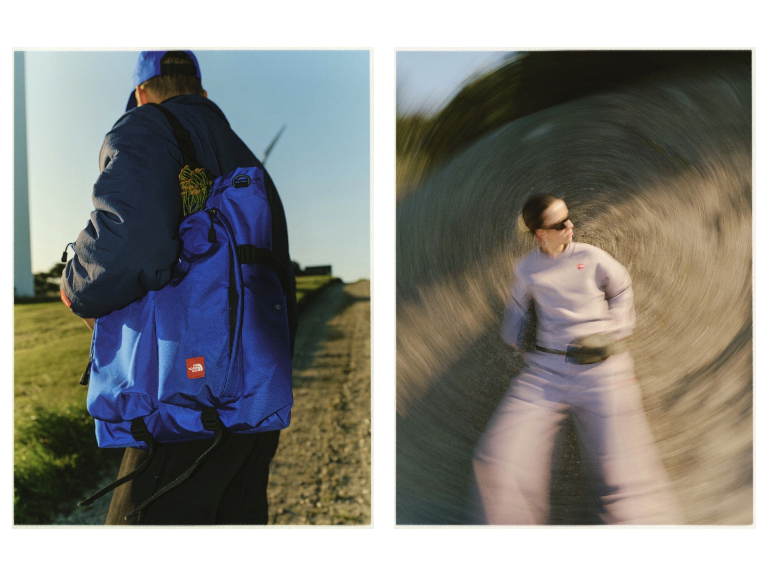 Blue RedBox outerwear and motion portrait