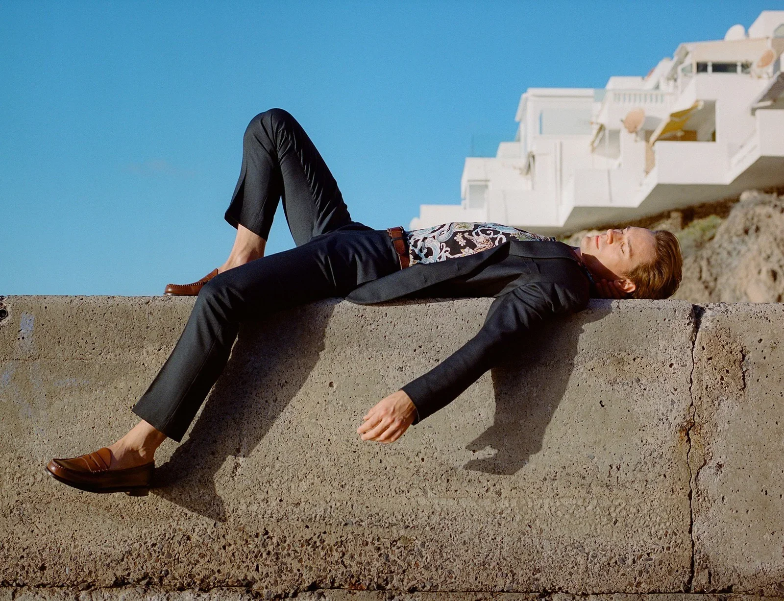 Analog menswear editorial in Mallorca, photographed by Felix Bernason — frame 6.
