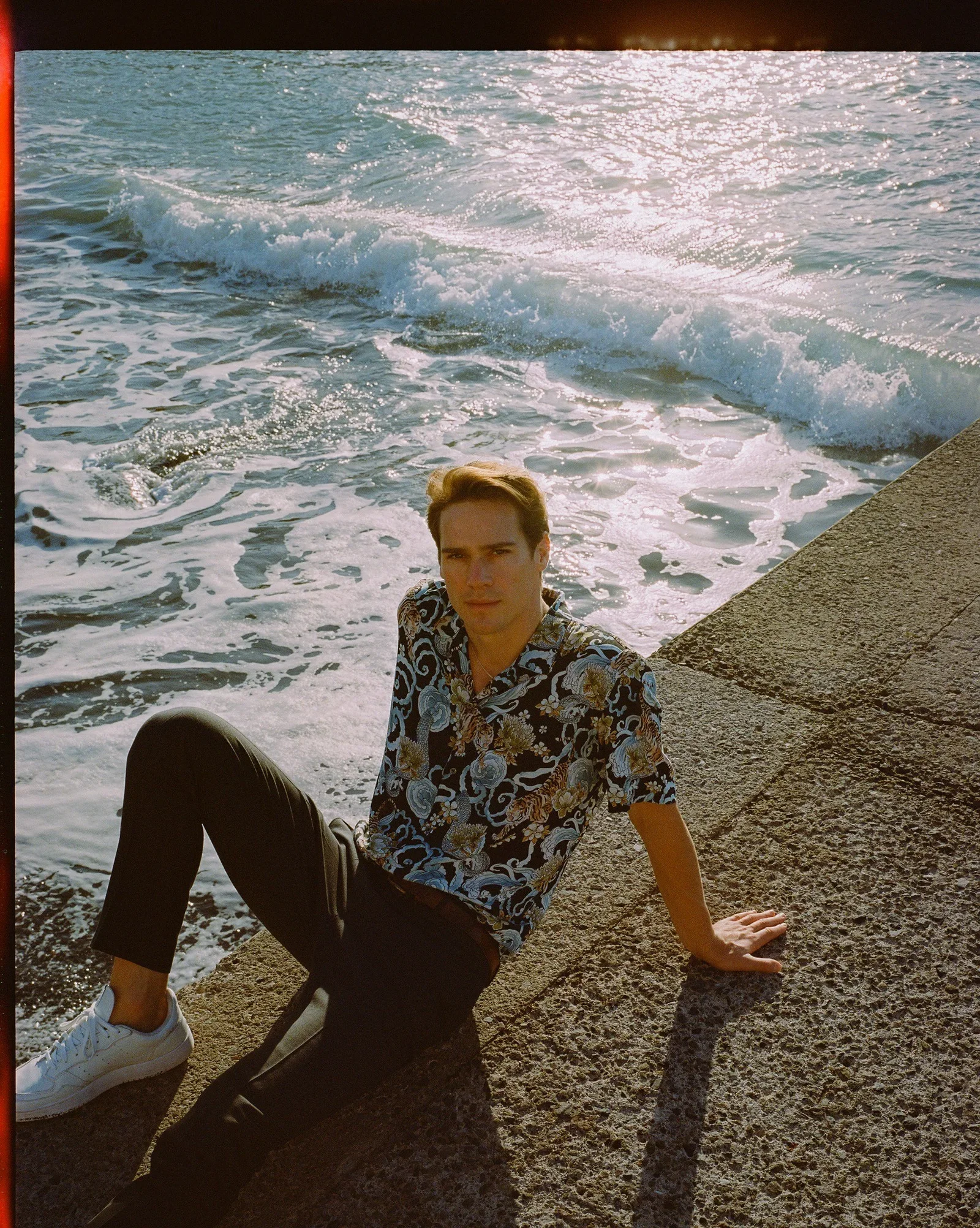 Analog menswear editorial in Mallorca, photographed by Felix Bernason — frame 9.