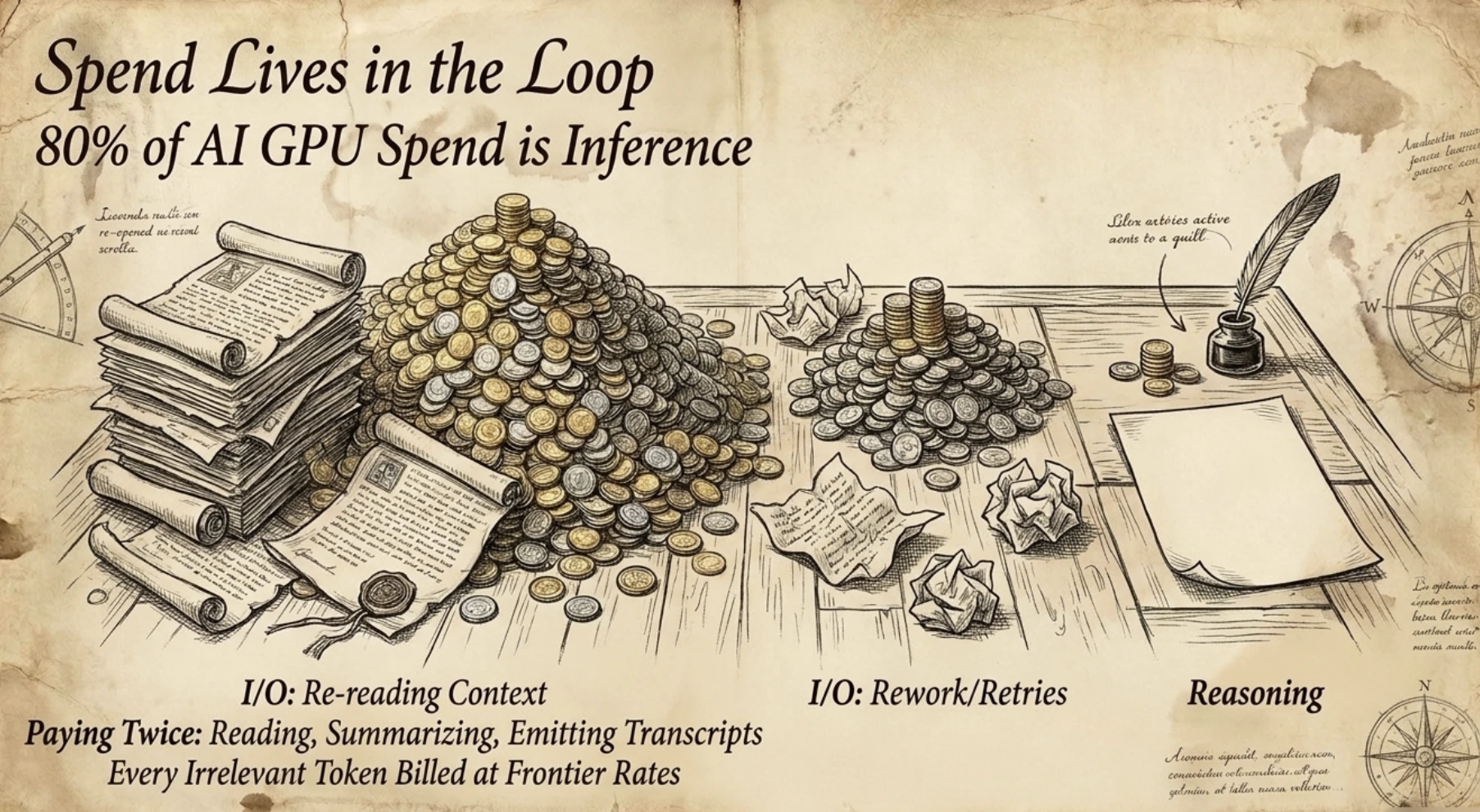 Where agent tokens go: reading and re-reading versus reasoning