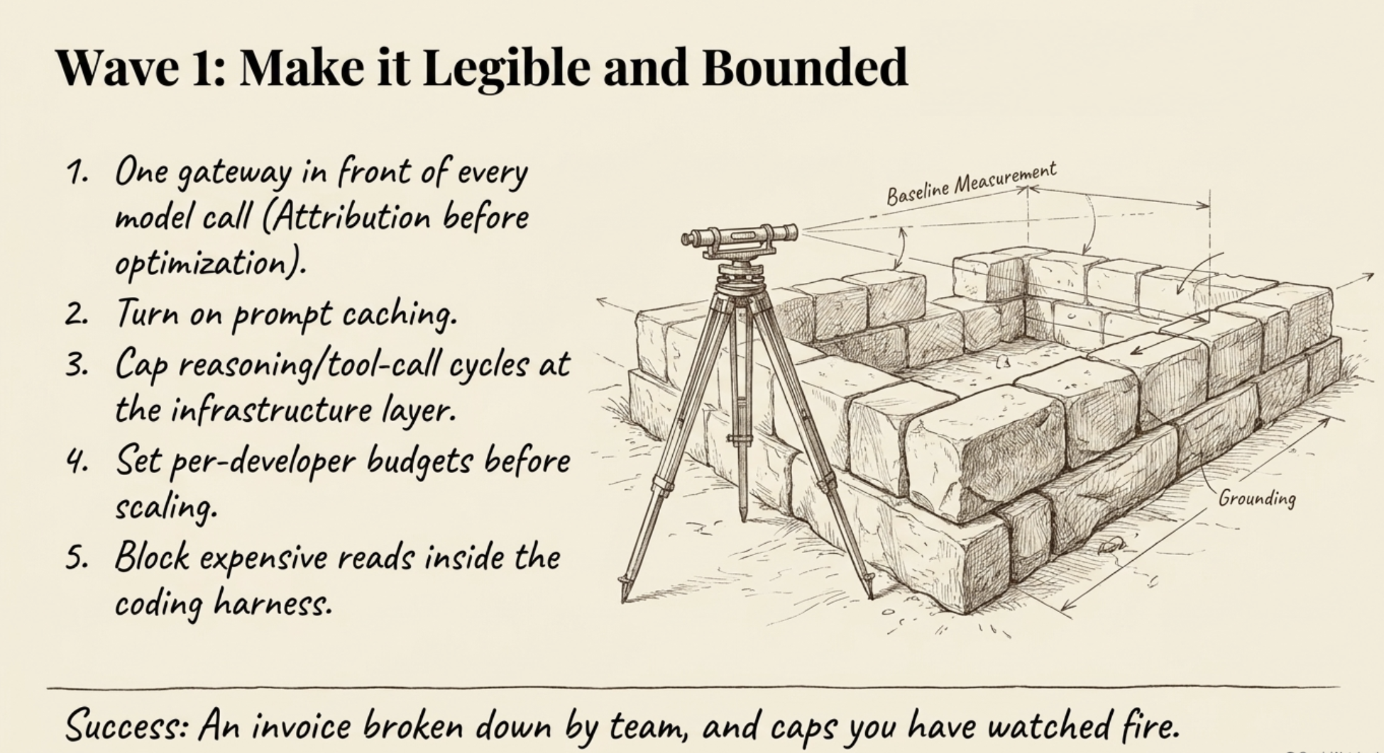 Wave 1: make the bill legible and bounded