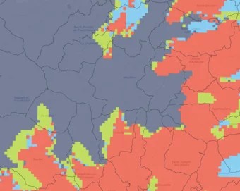 Carte montrant la différence de climat entre certaines communes d'Ardèche.