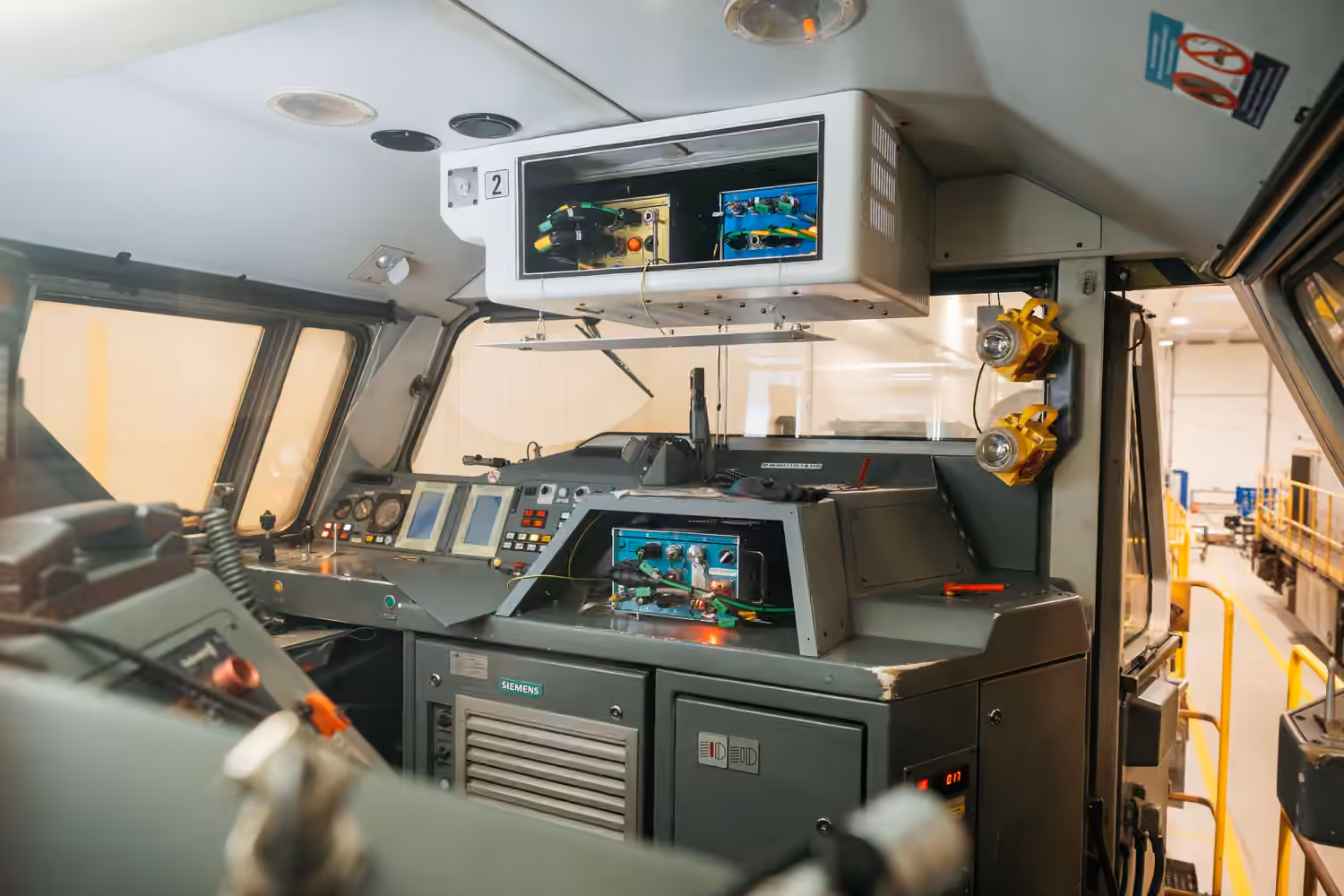 ETCS onboard system installed across a train cab console.