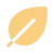 Minimalist yellow leaf icon with a diagonal stem on a transparent background.