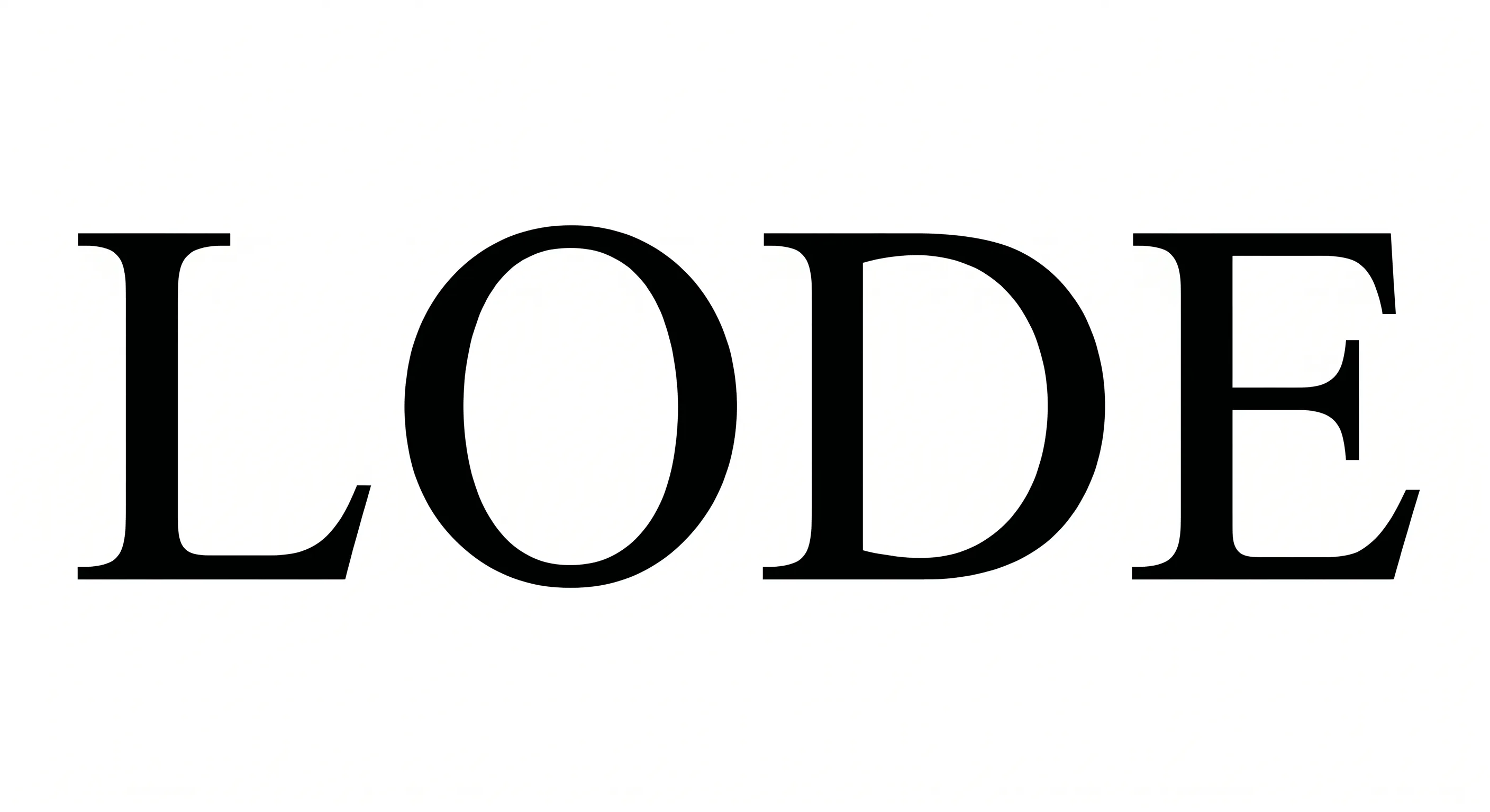 The word LODE in large black serif font on a plain white background.