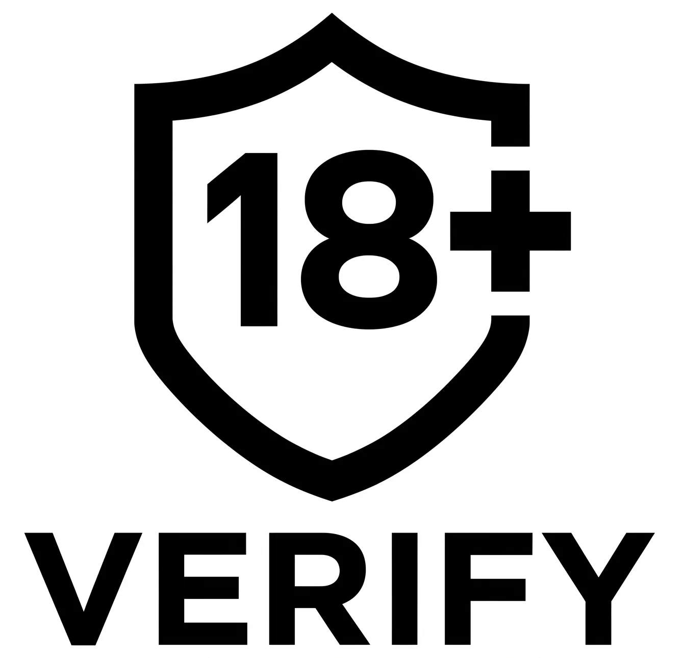 Shield icon with 18+ symbol above the word VERIFY indicating age verification.