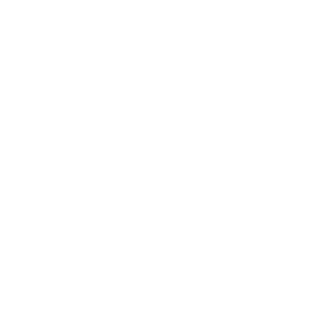 White abstract hexagonal wireframe with curved lines on a black background.