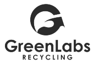 GreenLabs Recycling logo with stylized leaf and circular design above text.
