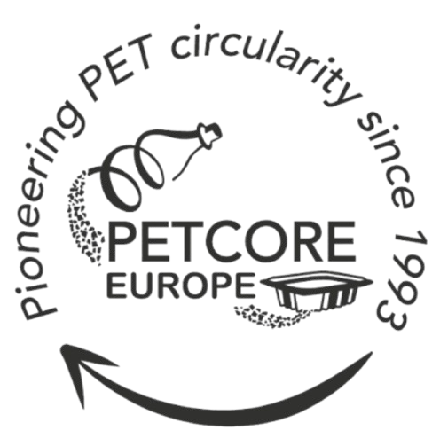 PETCORE Europe logo with a circular arrow and the text pioneering PET circularity since 1993.