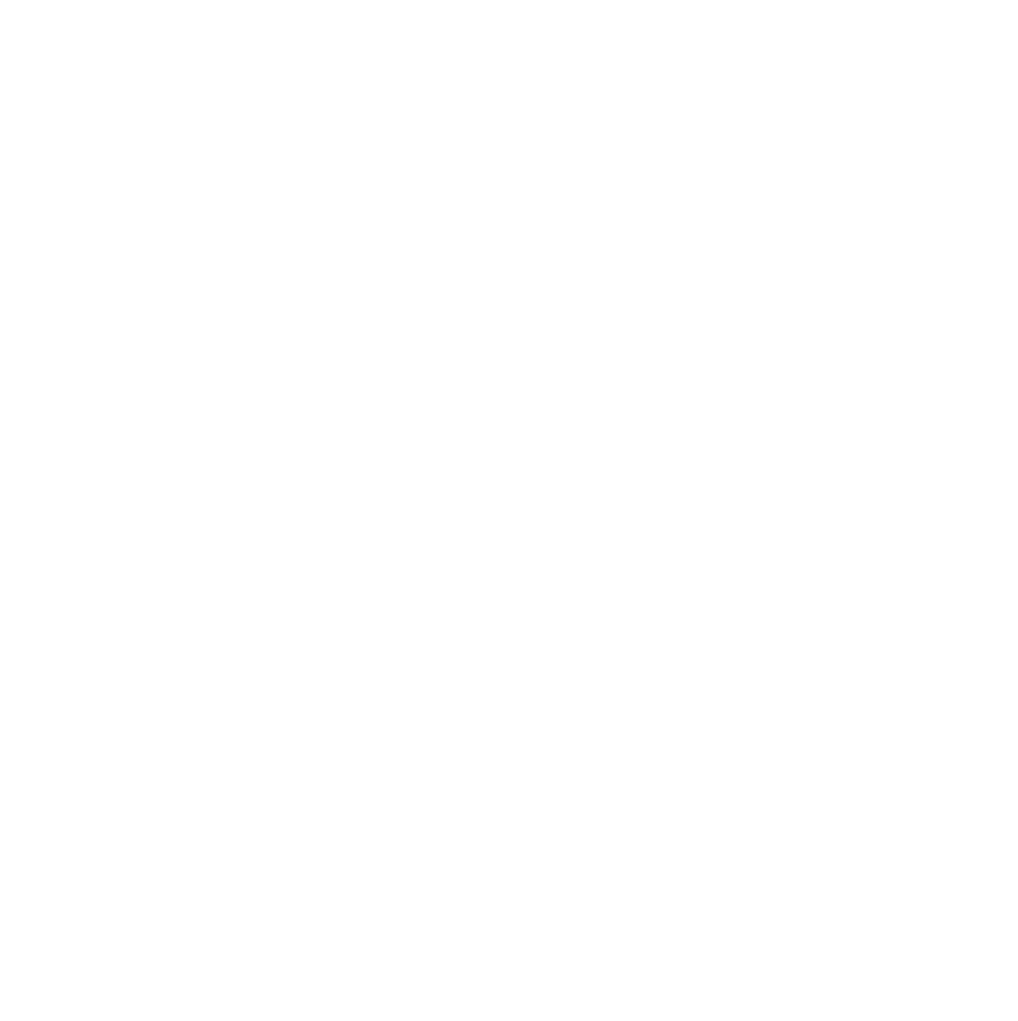 Abstract circular wire art with overlapping white curved lines on black background.
