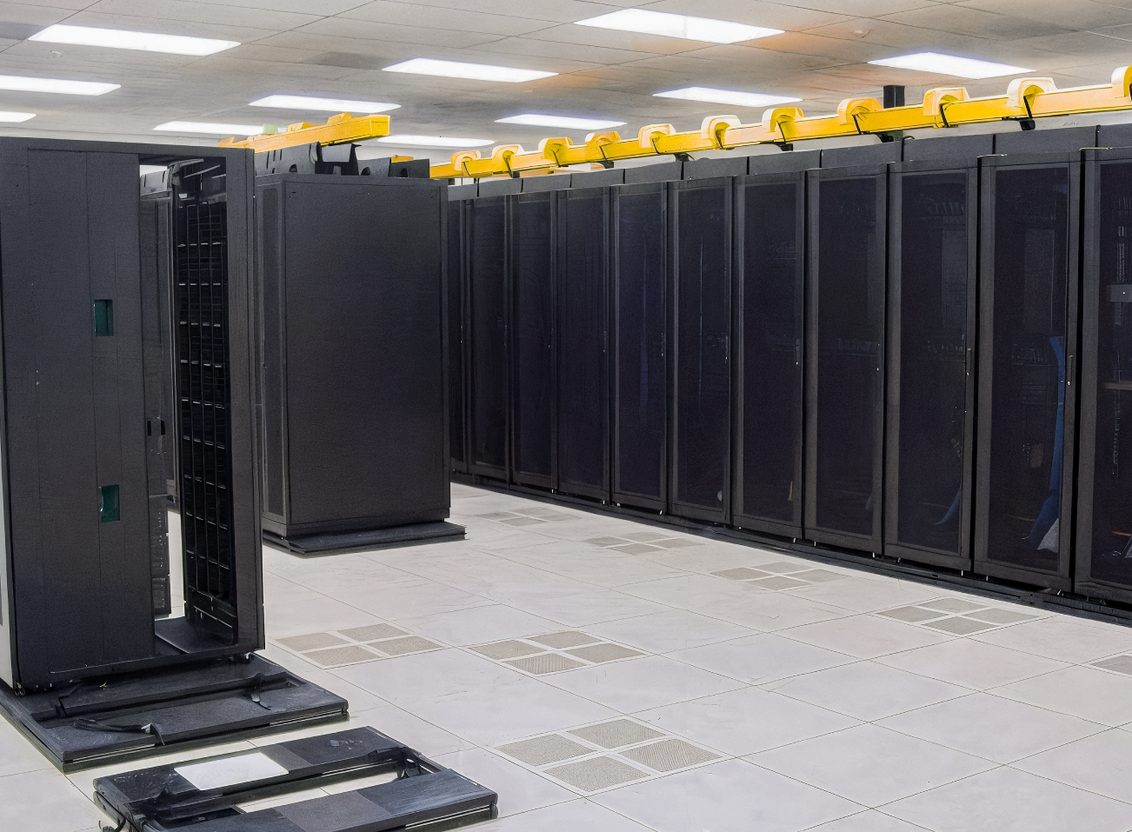 ISO-Base seismic isolation platform installed beneath a server cabinet