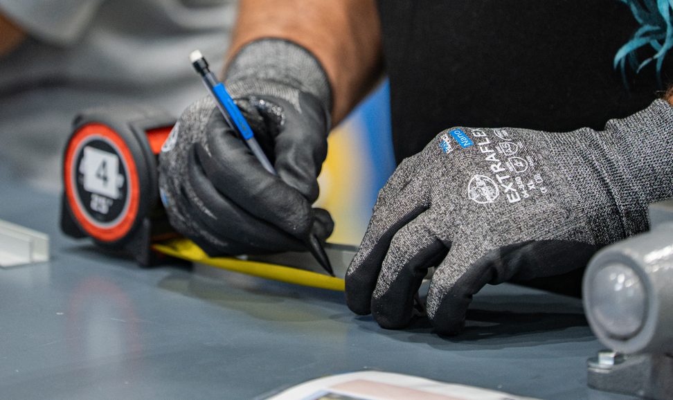 Measuring and marking a component on the shop floor