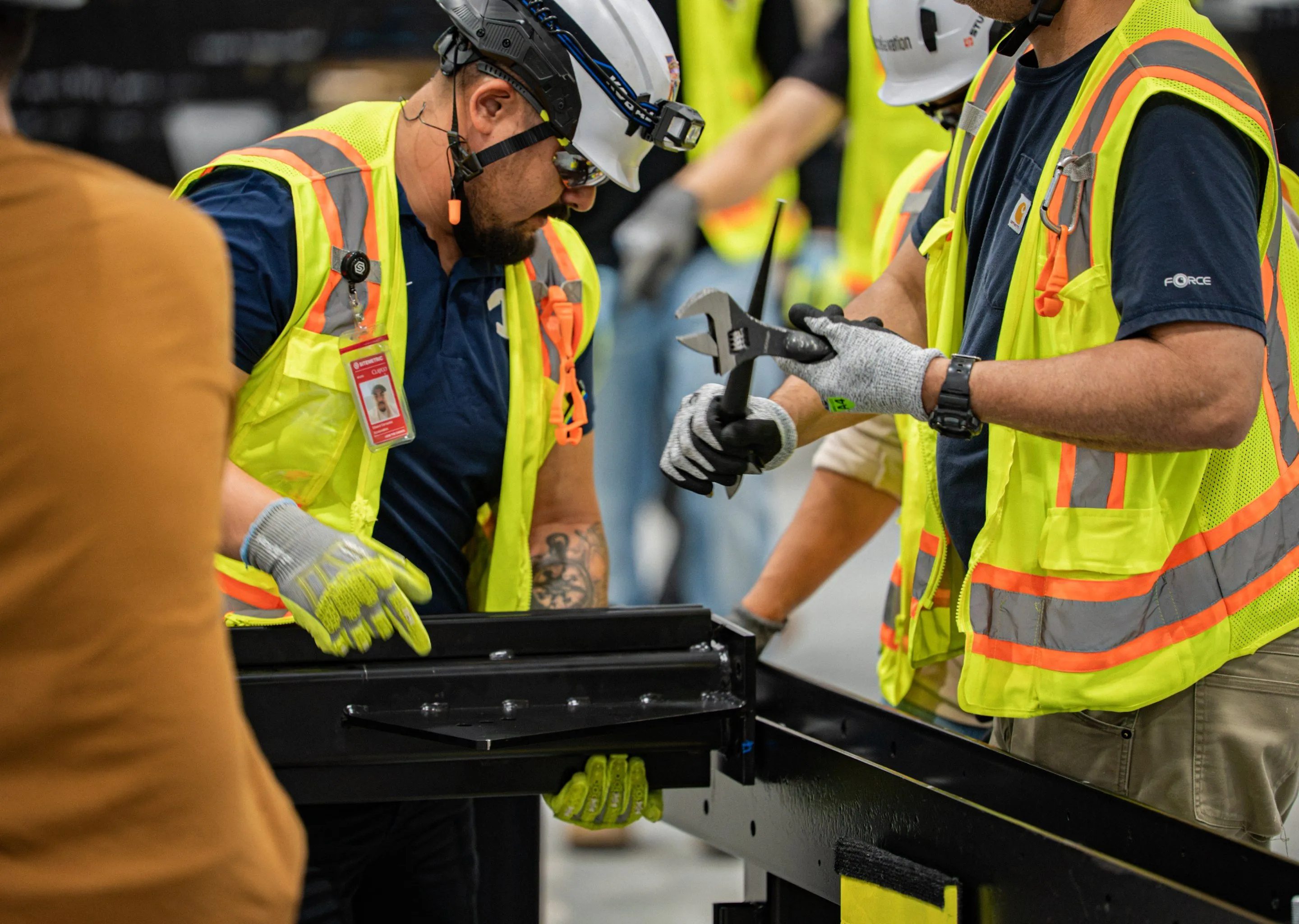 Accelevation field crew assembling infrastructure on the production floor