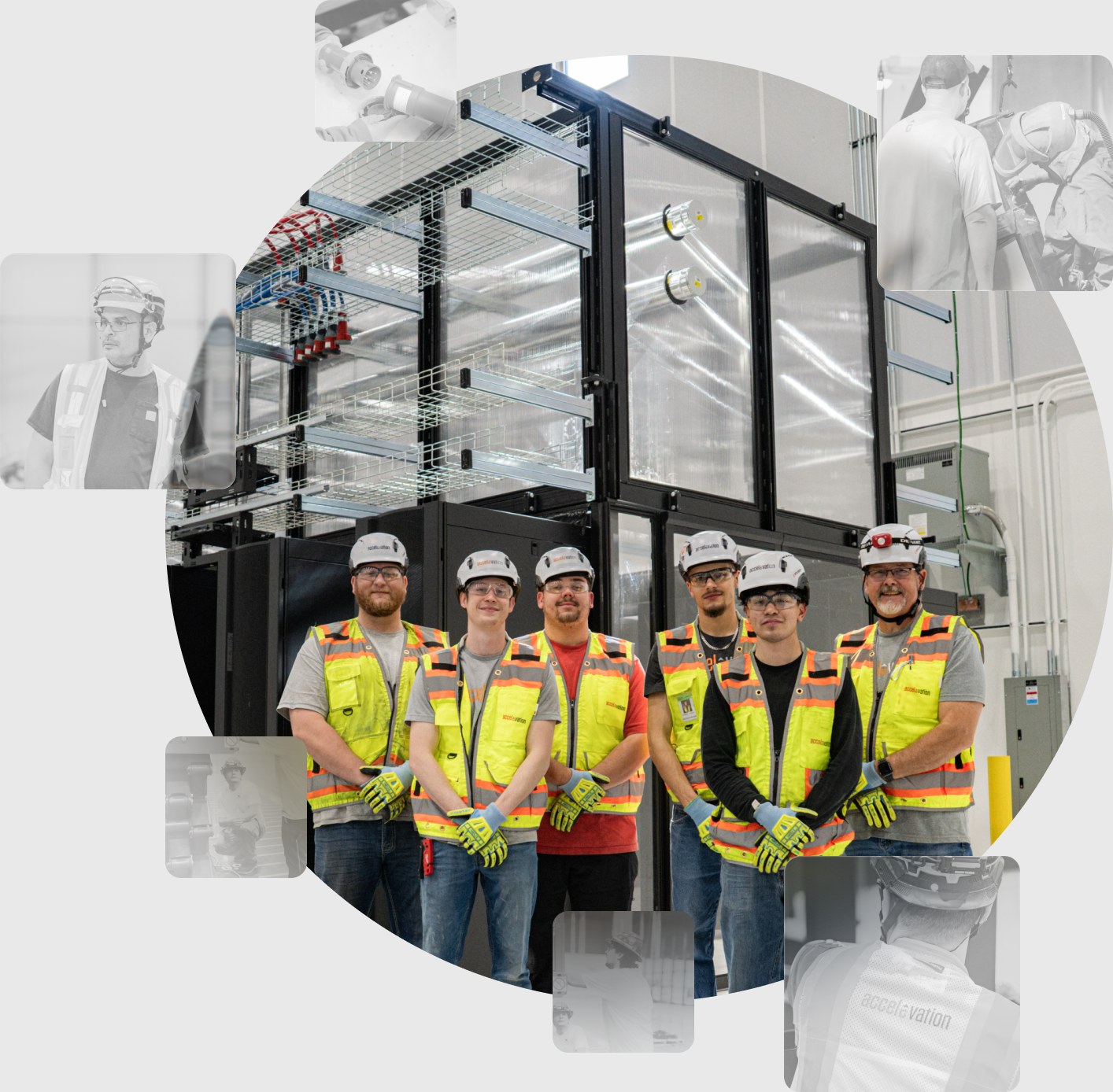 Accelevation team with a completed rack integration
