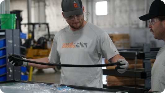 Assembly work on the Accelevation production floor