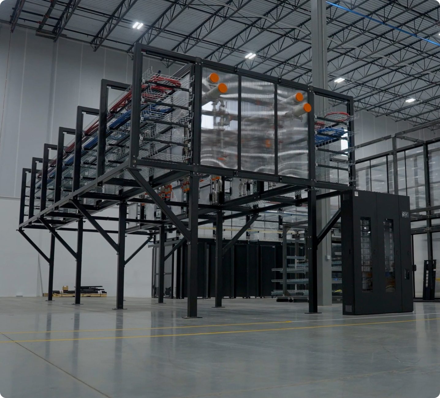 SkyBridge modular infrastructure on the Accelevation facility floor